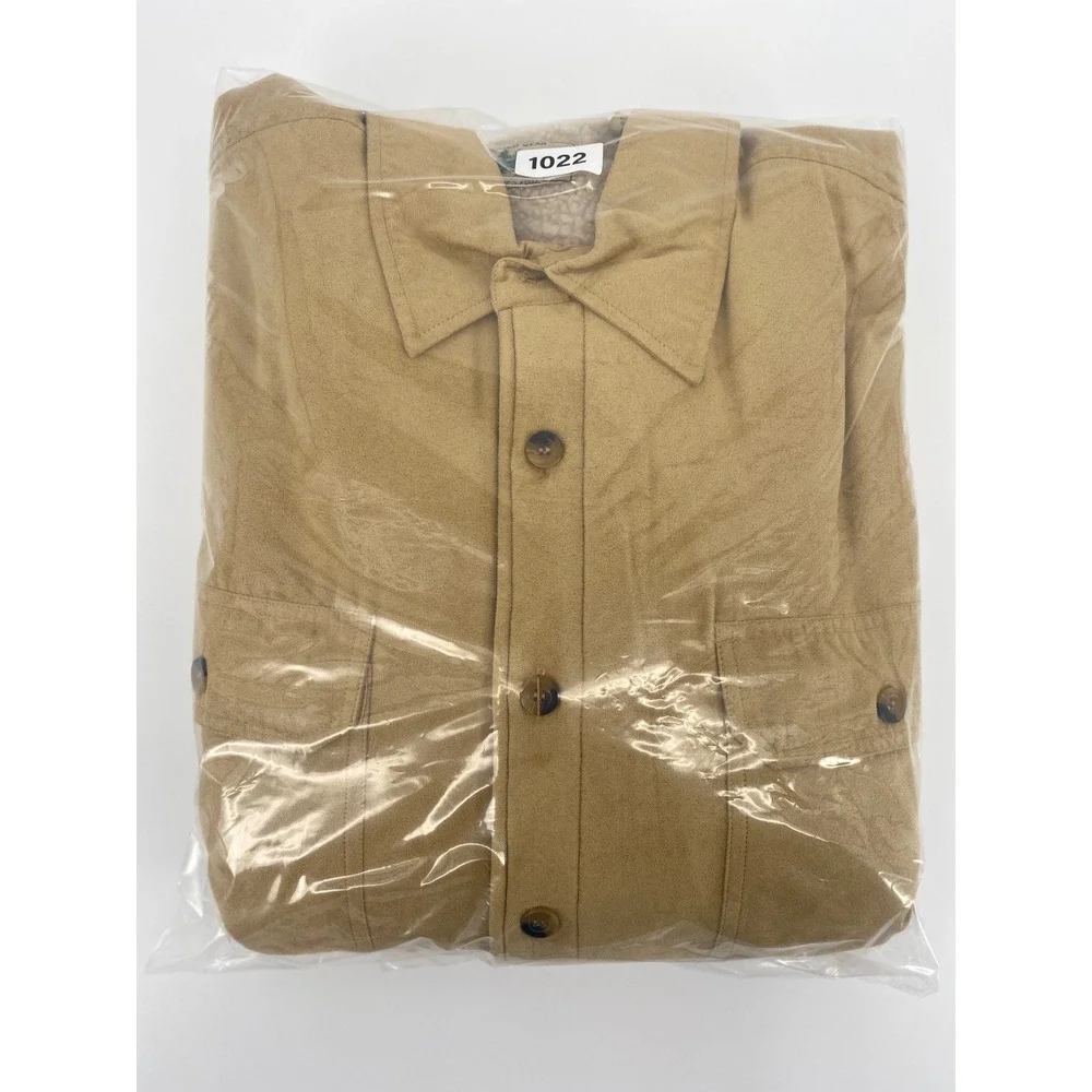 Rugged Wear Hunter's Peak Shirt Jacket XL Tan Excellent Sherpa Lined Faux Suede
